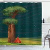 Outdoor Adventure Shower Curtain, Cloth Fabric Bathroom Decor with a Tent Under a Starry Night in Madagascar Countryside