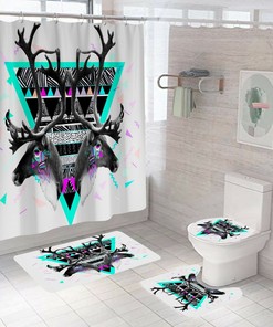Outdoor Deer Shower Curtain With Wilderness Prints