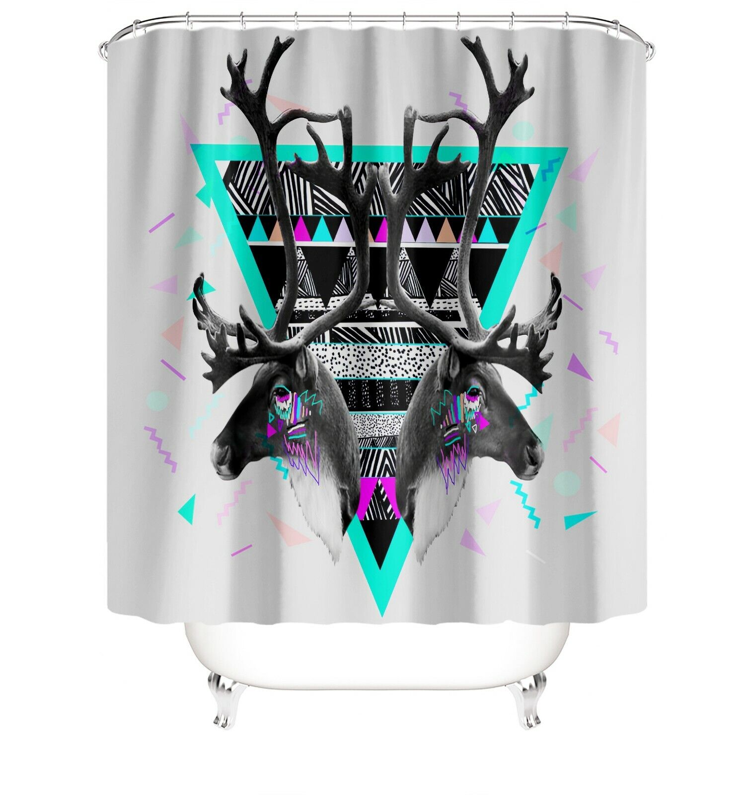 Outdoor Deer Shower Curtain With Wilderness Prints - Image 2