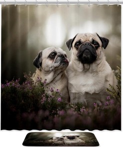 Outdoors Dog Animals Shower Curtain for Nature and Animal Bathroom Decor