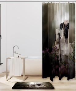 Outdoors Dog Animals Shower Curtain for Nature and Animal Bathroom Decor