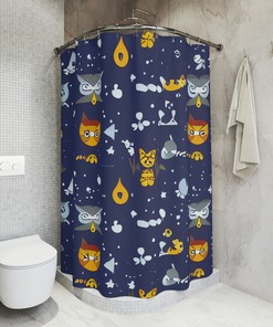Outer Space Ai Art Cosmic Owl Print Shower Curtain For Kids Bathroom Decor