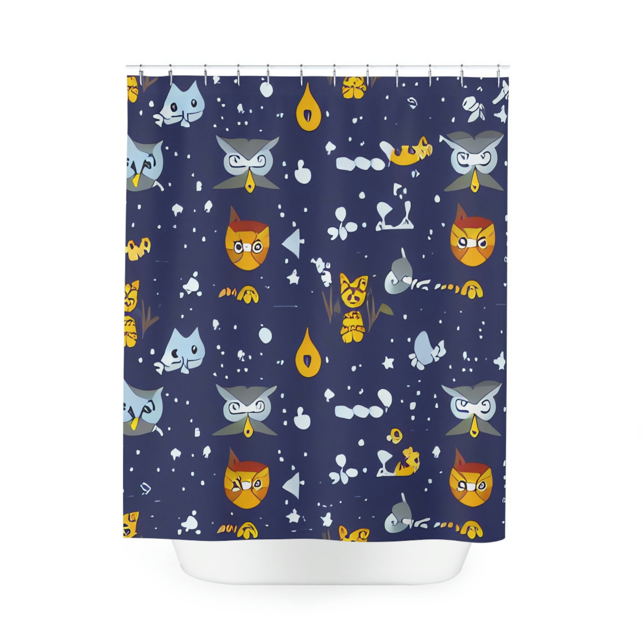 Outer Space Ai Art Cosmic Owl Print Shower Curtain For Kids Bathroom Decor - Image 2