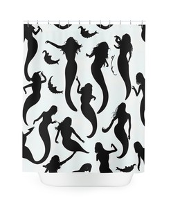 Outer Space Art Mermaids in the Sea Shower Curtain Print for Kids Bathroom Decor
