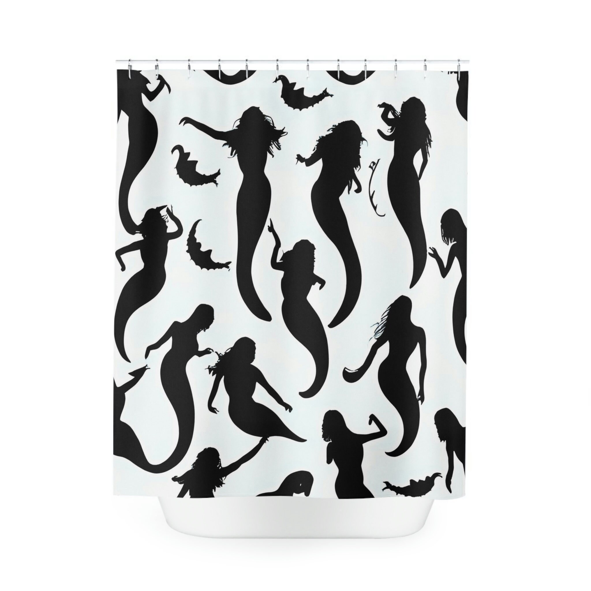 Outer Space Art Mermaids in the Sea Shower Curtain Print for Kids Bathroom Decor