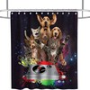 Outer Space Funny Dog Cat Vintage Shower Curtain Waterproof Washable Gray Black Red and Green