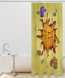 Outer Space Planets and Stars Shower Curtain for Astronomy Lovers
