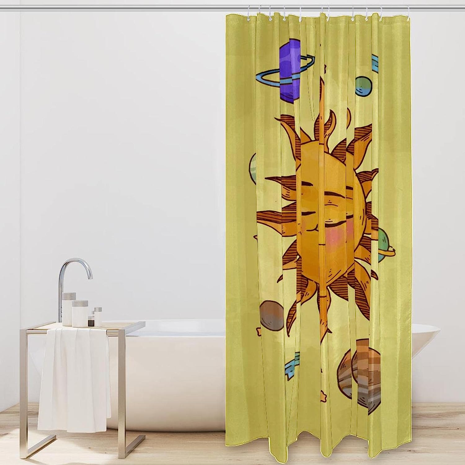 Outer Space Planets and Stars Shower Curtain for Astronomy Lovers