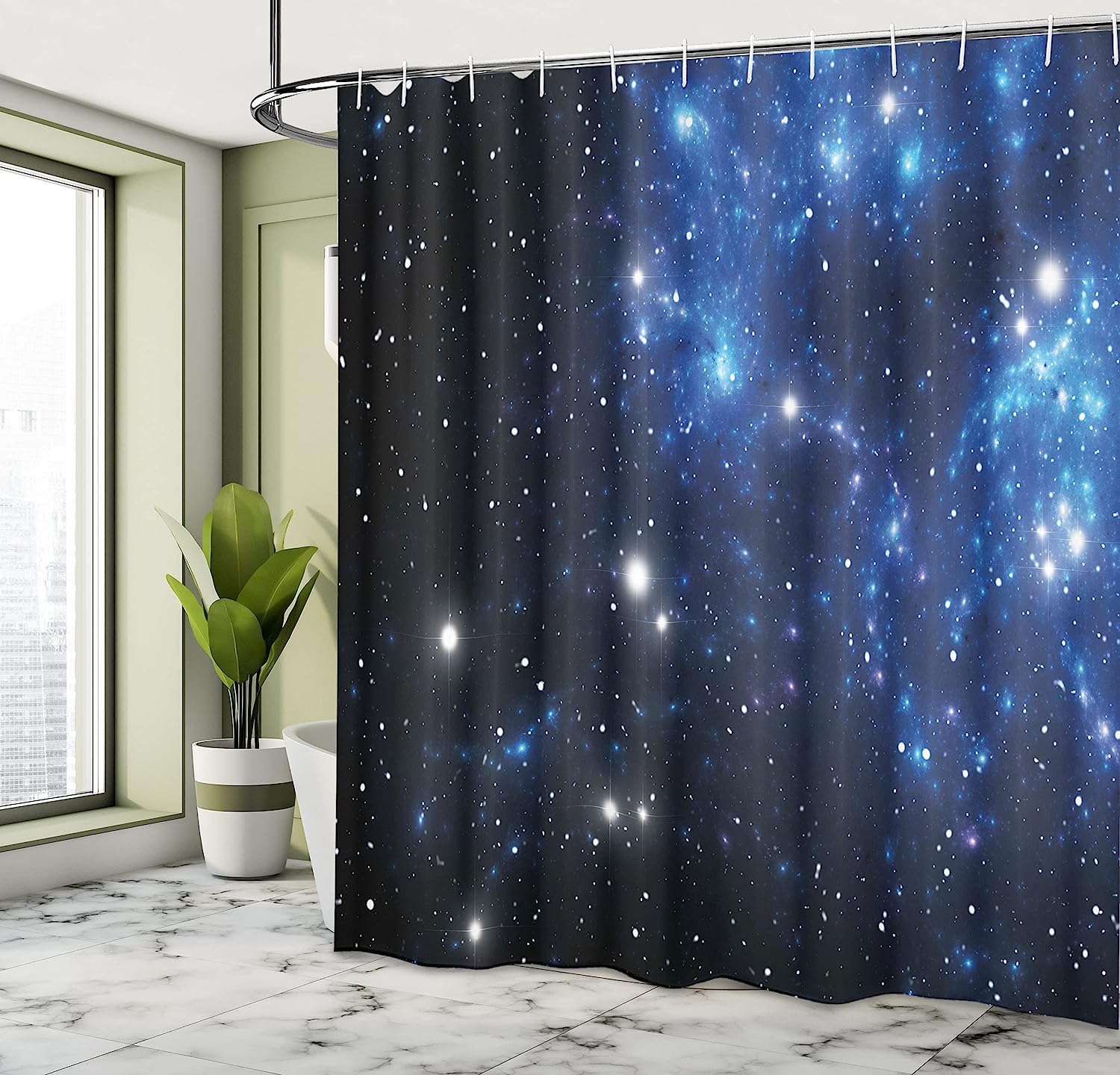 Outer Space Star Nebula Astral Cluster Astronomy Theme Constellation Shower Curtain - Cloth Fabric Bathroom Decors - Image 4