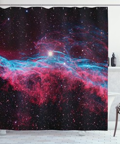 Outer Space Stars Galaxy Print Shower Curtain for Sci-Fi Bathroom 
