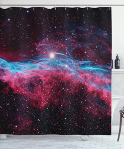 Outer Space Stars Galaxy Print Shower Curtain for Sci-Fi Bathroom