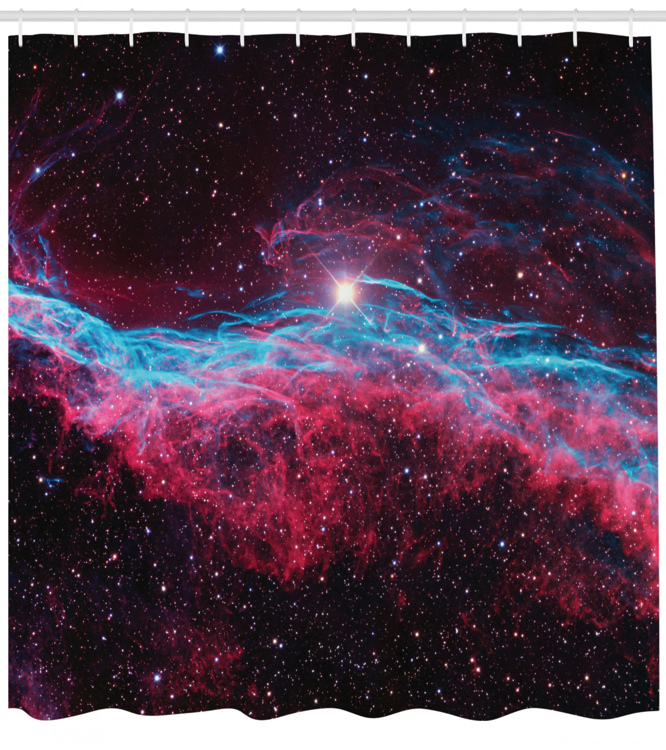 Outer Space Stars Galaxy Print Shower Curtain for Sci-Fi Bathroom