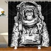 Outer Space Themed Monkey Astronaut Shower Curtain For Kids Bathroom