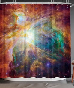 Outer Space Universe Nebula Planet Night Sky print Shower Curtain, Galaxy Star Psychedelic Décor