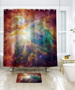 Outer Space Universe Nebula Planet Night Sky print Shower Curtain, Galaxy Star Psychedelic Décor