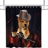 Outer Space Wars Funny Dog Animal Luxury Shower Curtain Waterproof Washable Gray Black and Red