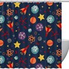 Outer Spaceship Rocket Stars and Planet Shower Curtain for Space Lovers