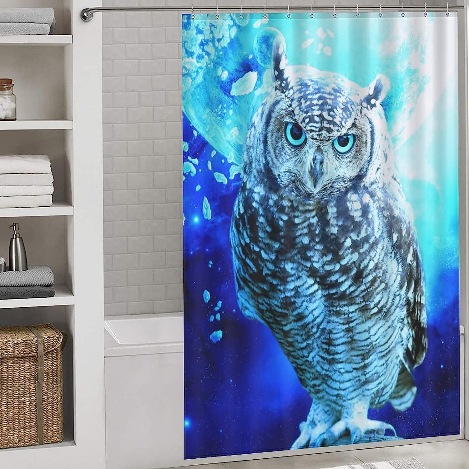 Owl Art Animal Print Mandala Shower Curtain for Gifts and Home Decor