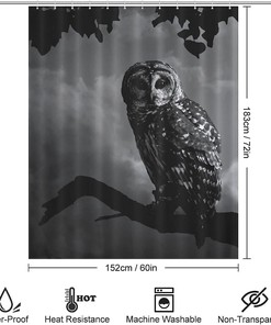Owl Art Animal Print Mandala Shower Curtain for Unique Bathroom Decor