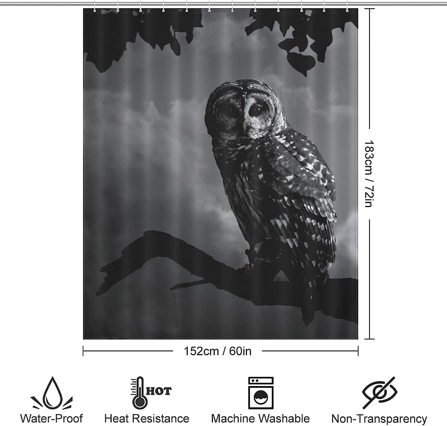 Owl Art Animal Print Mandala Shower Curtain for Unique Bathroom Decor
