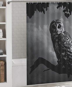 Owl Art Animal Print Mandala Shower Curtain for Unique Bathroom Decor
