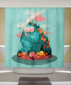 Owl Bathroom Art Whimsical Animal Cartoon Shower Curtain