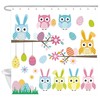 Owl Bunny Egg Fabric Easter Shower Curtain With Waterproof Material For Bathroom Decor