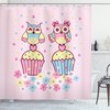 Owl Couples on Cupcakes Artistic Shower Curtain for a Romantic Bathroom