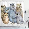 Owl Family Portrait Art Print Shower Curtain for Family Bathroom Decor
