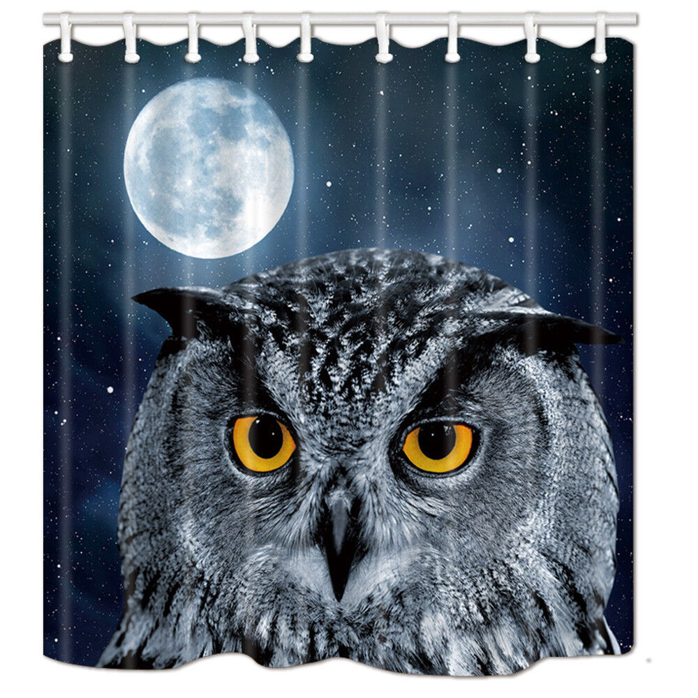 Owl & Full Moon Shower Curtain For A Mystic Bathroom