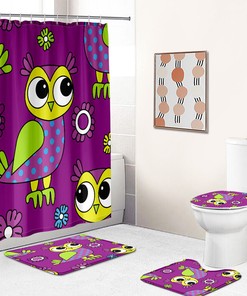 Owl Girl Waterproof Shower Curtain for Kids Bathroom Decor