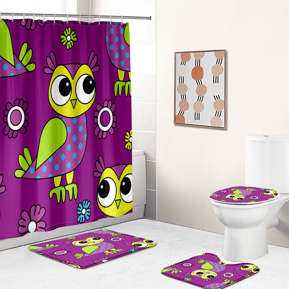 Owl Girl Waterproof Shower Curtain for Kids Bathroom Decor
