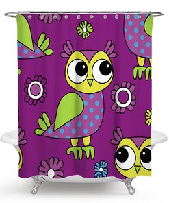 Owl Girl Waterproof Shower Curtain for Kids Bathroom Decor