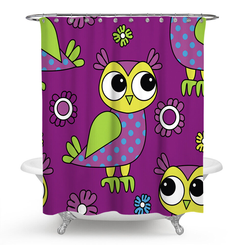 Owl Girl Waterproof Shower Curtain for Kids Bathroom Decor