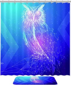 Owl Image Waterproof Restroom Shower Curtain For Nature Themed Bathroom Decor