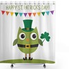 Owl Leprechaun Costume Greeting Shower Curtain with Shamrock Pattern Print for a Whimsical St Patrick's Day Bathroom