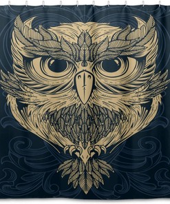 Owl Pattern Shower Curtain Modern Home Bathroom Hotel Spa Decorations Waterproof Fabric