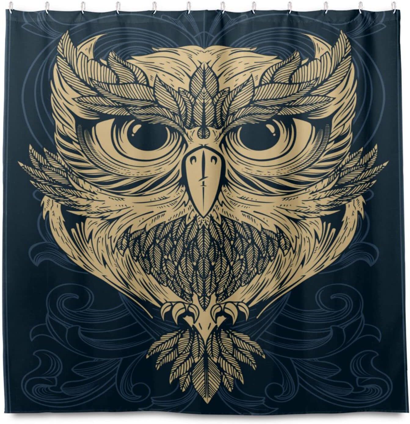 Owl Pattern Shower Curtain Modern Home Bathroom Hotel Spa Decorations Waterproof Fabric