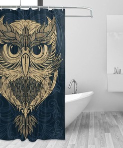 Owl Pattern Shower Curtain Modern Home Bathroom Hotel Spa Decorations Waterproof Fabric