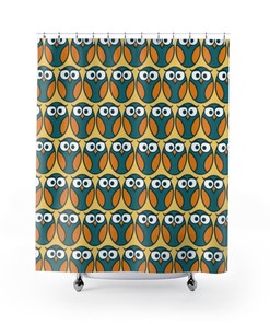 Owl Pattern Shower Curtain for Bathroom Decor