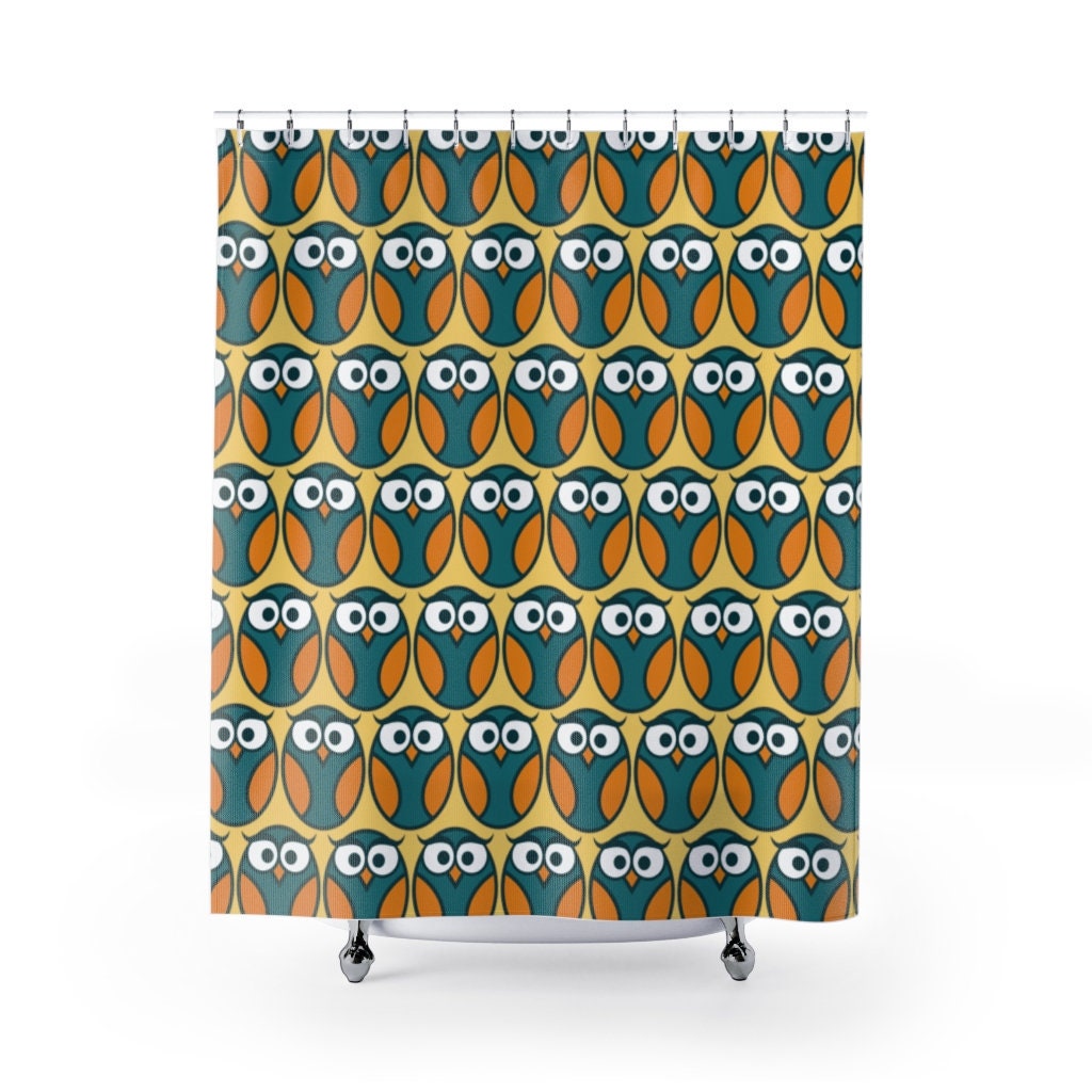Owl Pattern Shower Curtain for Bathroom Decor