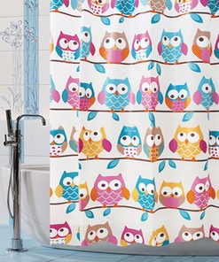 Owl Print Bathroom Shower Curtain Mould Proof Decor for Bathroom