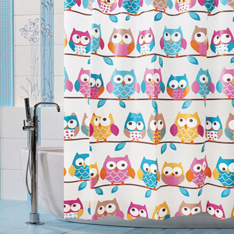 Owl Print Bathroom Shower Curtain Mould Proof Decor for Bathroom