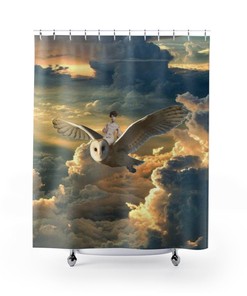 Owl Rider Shower Curtain for Bathroom Decor