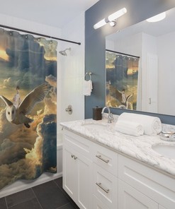 Owl Rider Shower Curtain for Bathroom Decor