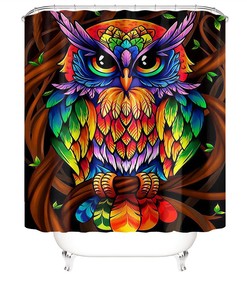 Owl Shower Curtain Bathroom Decor Accessory