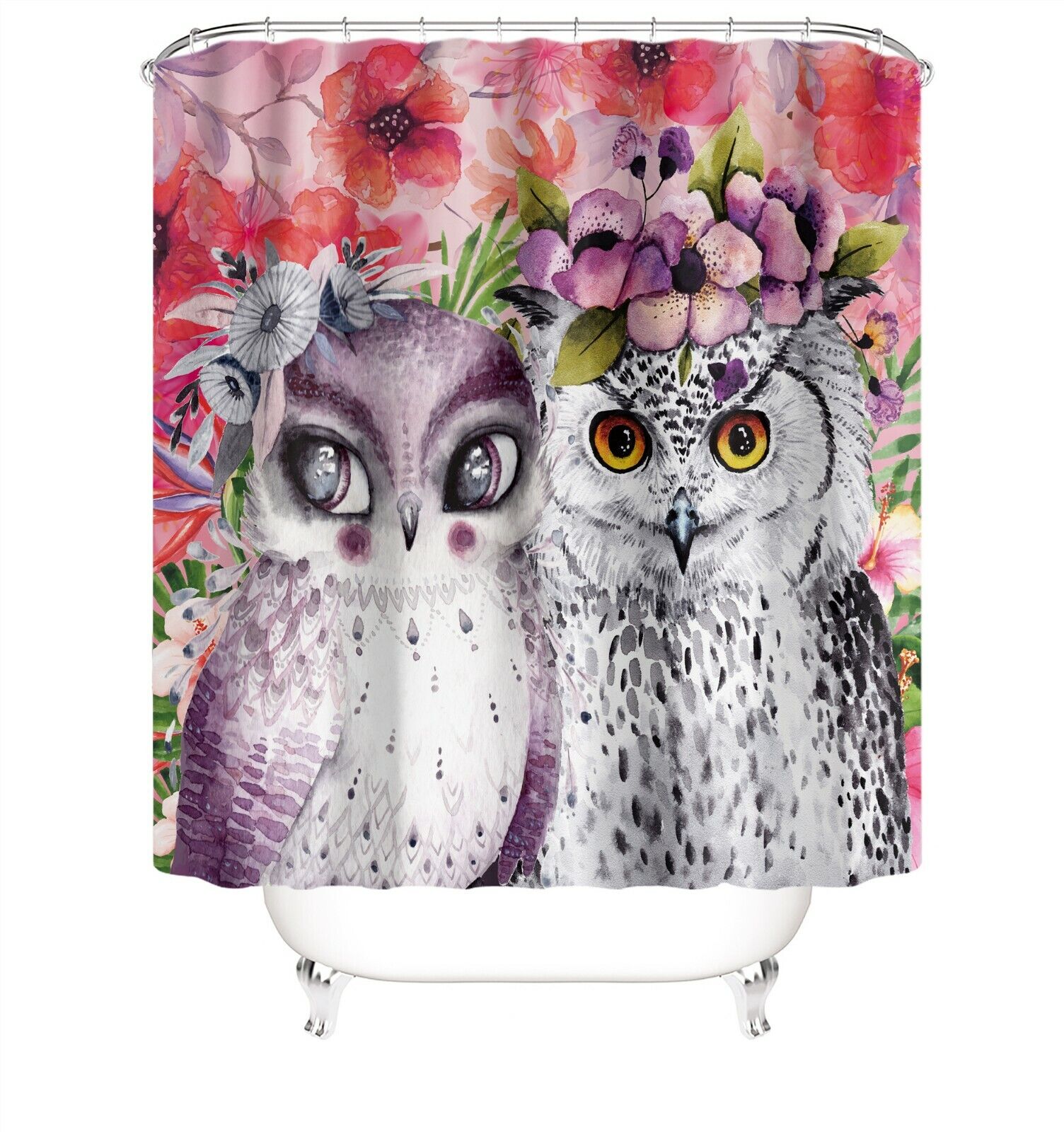 Owl Shower Curtain Bathroom Decoration
