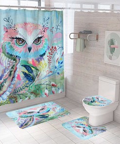 Owl Shower Curtain Colorful Bathroom Decor