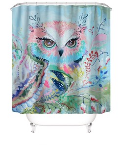 Owl Shower Curtain Colorful Bathroom Decor