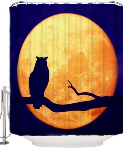Owl Silhouette Full Moon Shower Curtain For An Enchanting Bathroom